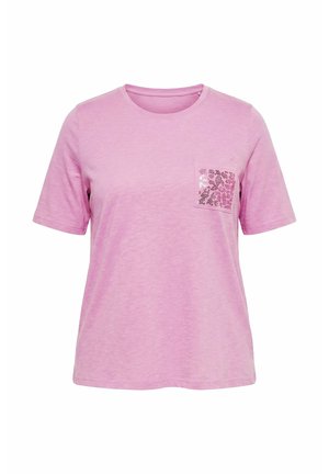 Ulla Popken, T-SHIRT, ZIERSTEINE, BRUSTTASCHE, RUNDHALS, HALBARM - T-Shirt print - raspberry