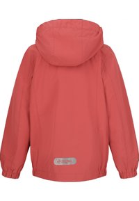 Veste en corail imperméable avec capuche, poignets élastiques et ourlet à cordon de serrage. Présente un logo réfléchissant "ZIGZAG" au dos.