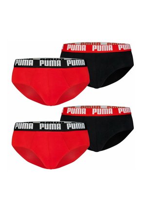 LOGO BÜNDCHEN 4ER PACK - Slip - schwarz/rot