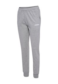 Grijze joggingsbroek van een zachte katoenmix, met een elastische tailleband, zijzakken en een wit logo op de linker dij.