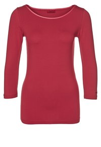 Top met lange mouwen in bordeauxrood, voorzien van een ronde halslijn en een aansluitend model. Gemaakt van rekbare stof met een gladde textuur.