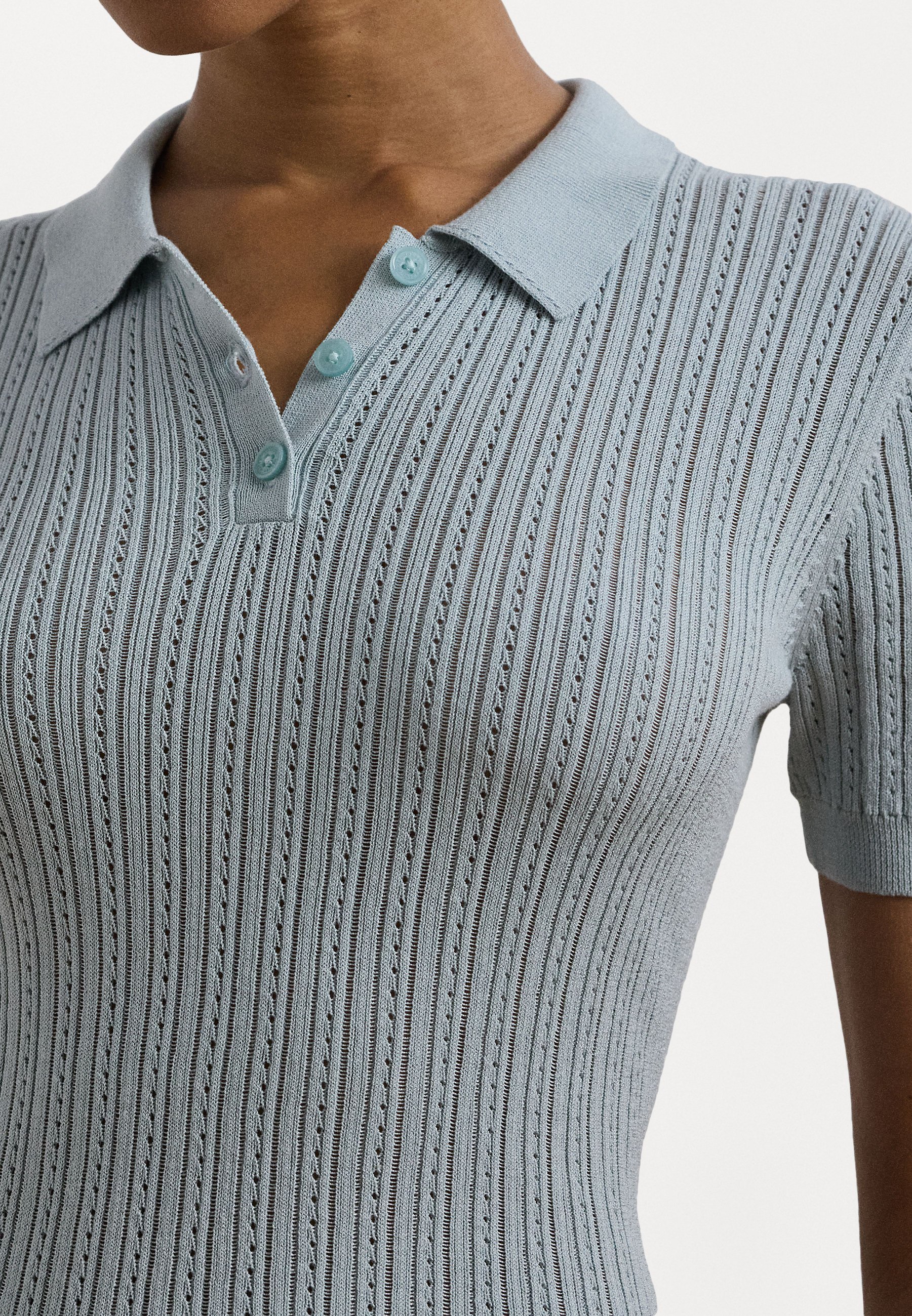 売れ筋商品|||ラルフローレン Tシャツ レディース トップス NATRISSA POINTELLE KNIT COTTON BLEND POLO SWEATER - Polo shirt - aqua pearl Lauren Ralph Lauren NATRISSA POINTELLE KNIT COTTON BLEND