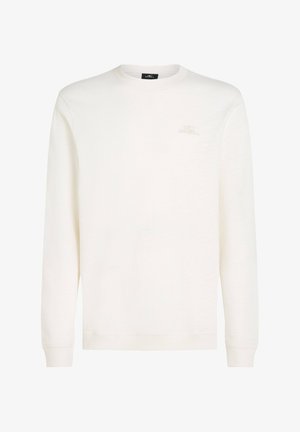 Felpa bianca a maniche lunghe realizzata in materiale morbido. Caratterizzata da un collo rotondo, polsini a costine e un piccolo logo sul petto.