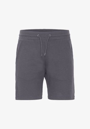 Šedé textúrované šortky s elastickým pásom, šnúrkou na sťahovanie a bočnými vreckami, s jemným vzorom na látke.