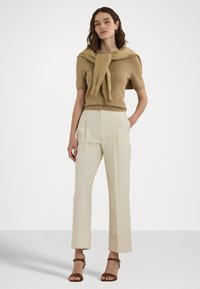 Lauren Ralph Lauren MONOGRAM JACQUARD SHORT SLEEVE JUMPER - Triko s potiskem - birch tan