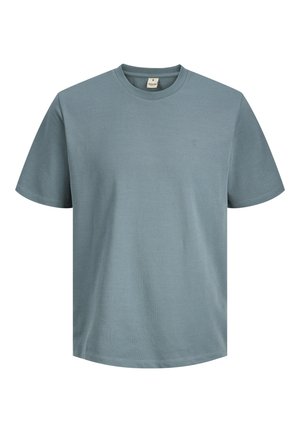 Lichtblauw T-shirt van katoen, met een ronde hals en korte mouwen. Soepele textuur met een subtiel logodetail op de borst.