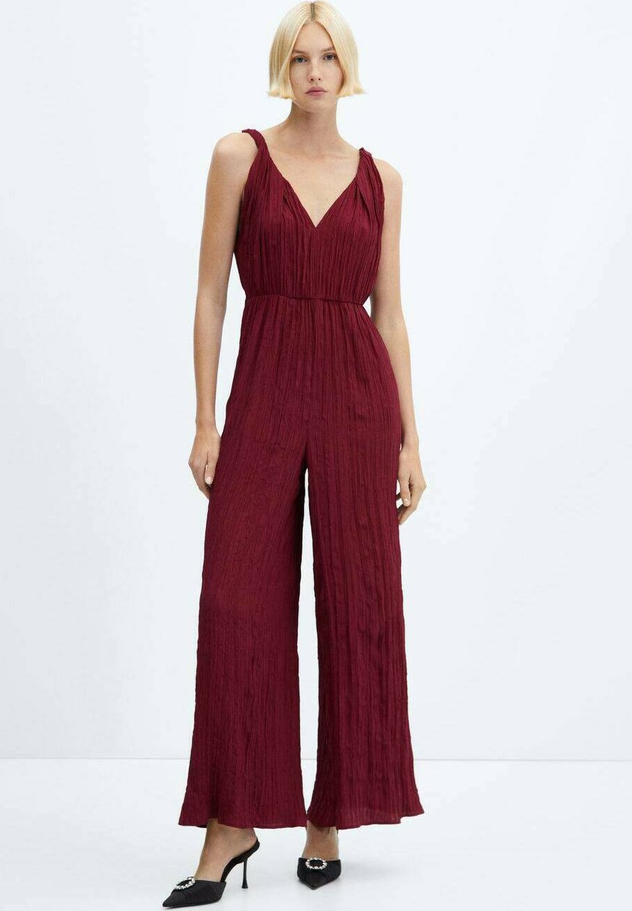 Cerimonia Tuta Elegante Bordeaux Cerimonia Jumpsuit Donna Tuta