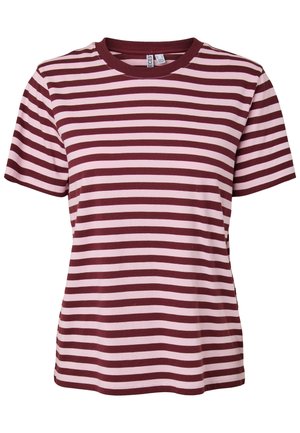 Pieces, PCRIA SS TEE MULTICOL STRIPES BC - Triko s potiskem - tawny port