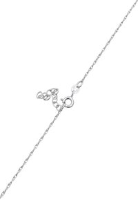 Bracciale in argento con anelli intrecciati, dotato di una chiusura a gancio e catena di lunghezza regolabile con anelli supplementari per la dimensione.