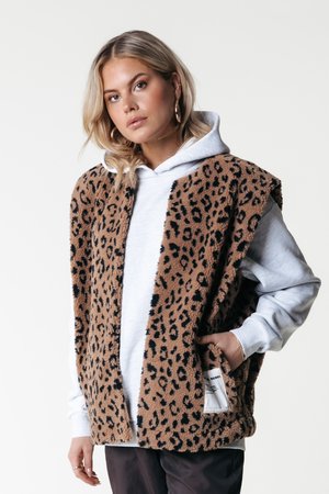 YONI LEOPARD GILET - Vest - warm brown