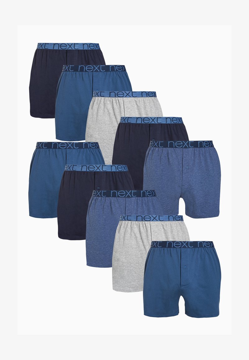 Bokseru šortu komplekts jūras zilā, zila un pelēkā krāsā. Mīksts kokvilnas materiāls ar elastīgām jostasvietām, uz kurām ir redzams "next" logo. Ietver dažādas krāsas un dizainus.