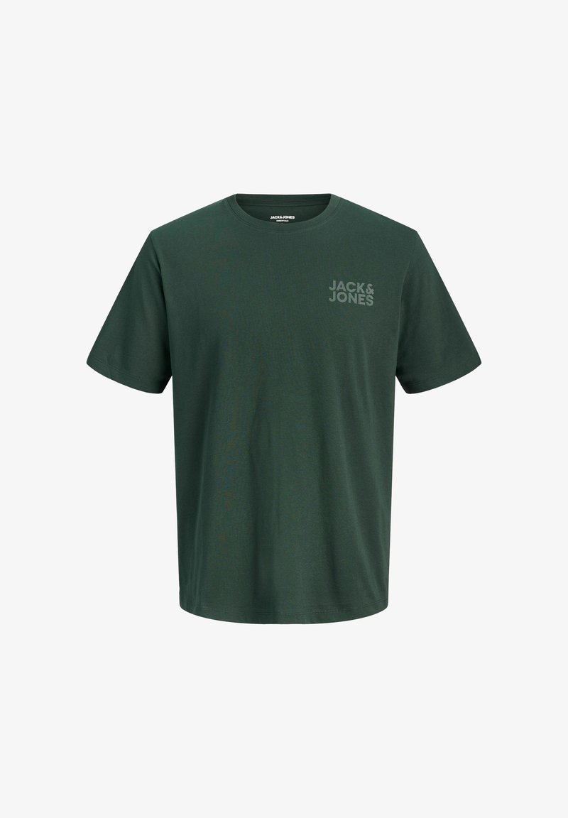 Σκούρο πράσινο βαμβακερό T-shirt με στρογγυλή λαιμόκοψη και κοντά μανίκια. Διαθέτει ένα μικρό, ανοιχτοπράσινο λογότυπο στην αριστερή πλευρά του στήθους.