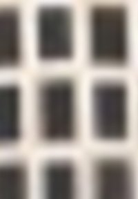Neuf objets rectangulaires noirs disposés en grille 3 par 3 sur fond blanc.