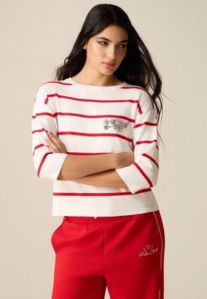 A RIGHE CON PATCH GIOIELLO - Sweatshirt - bianco