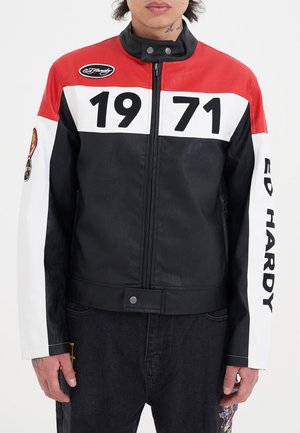 MOTO BIKER - Faux leather jacket - black red white