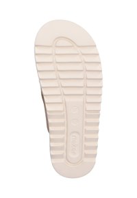 White rubber sole with textured grip pattern, featuring deep grooves and a branding detail stating "fleker" and size "37".