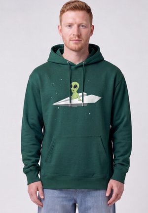 watapparel, ALIEN ON A PAPER PLANE UNISEX - Kapuzenpullover - glazed green