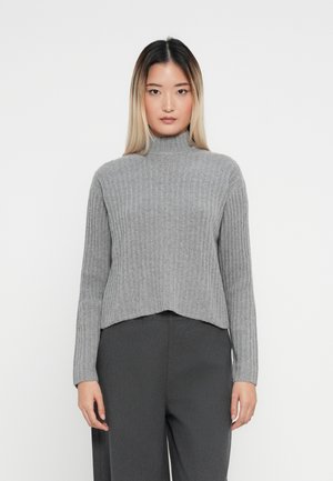 BOXY MOCK NECK - Strickpullover - heather gray