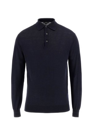 Námornícka polo košeľa s dlhým rukávom vyrobená z mäkkej tkaniny, ktorá má klasický golier, tri gombíky a rebrované manžety a lem. Minimalistický dizajn.
