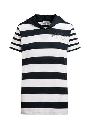 Soccx, MIT STREIFEN-DESIGN UND KAPUZE - T-Shirt print - blue navy