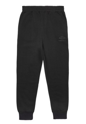 Svarta sweatpants i mjukt tyg, med elastisk midja och muddar. Umbro-logotypen är präglad på vänster lår.