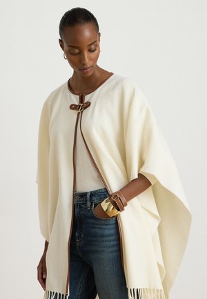 Lauren Ralph Lauren, BUCKLE-TRIM HERRINGBONE RUANA - Пелерина - cream