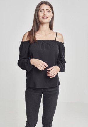 Urban Classics LADIES COLD SHOULDER LONGSLEEVE - Tops ar garām piedurknēm - black