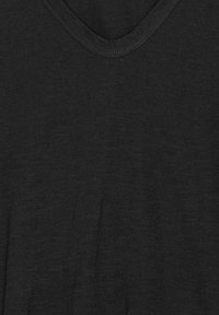 Black V-neck t-shirt made from soft, textured fabric. Features a simple design with a clean neckline and no visible patterns or accents.