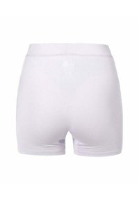 Shorts lilas taille haute en tissu doux et extensible. Le design ne présente pas de coutures visibles et est doté d'une taille unie.