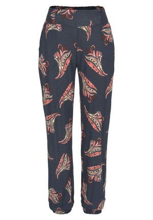 LASCANA Trousers - marine/rosé/bedruckt