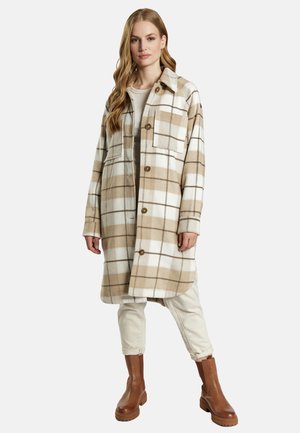 DreiMaster, DREIMASTER HEMDJACKE MIT KAROMUSTER - Mantel - karo beige wollweiss
