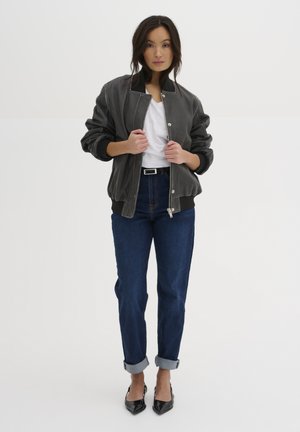 Veste en cuir - medium grey retro wash