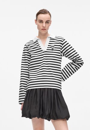 IKON STRIPED - Polo shirt - black cannoli/cream stripe