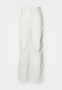 Hvide brede jeans med høj talje, fremstillet af tekstureret bomuldsstof, med fem lommer og metalhardware detaljer.