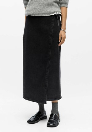 WICKEL - Jupe portefeuille - black denim