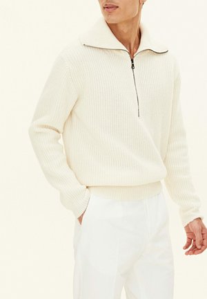 Oscar Jacobson MAURITZ HALF ZIP - Strickpullover - white shell