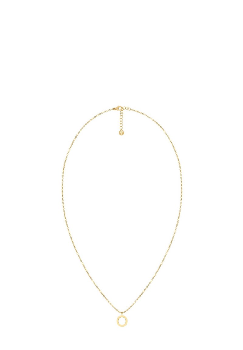 Kuldne kaelakee, millel on õhuke kett ja ümmargune ripats. Kinnitusel on reguleeritav ketise pikendus ja väike silt.