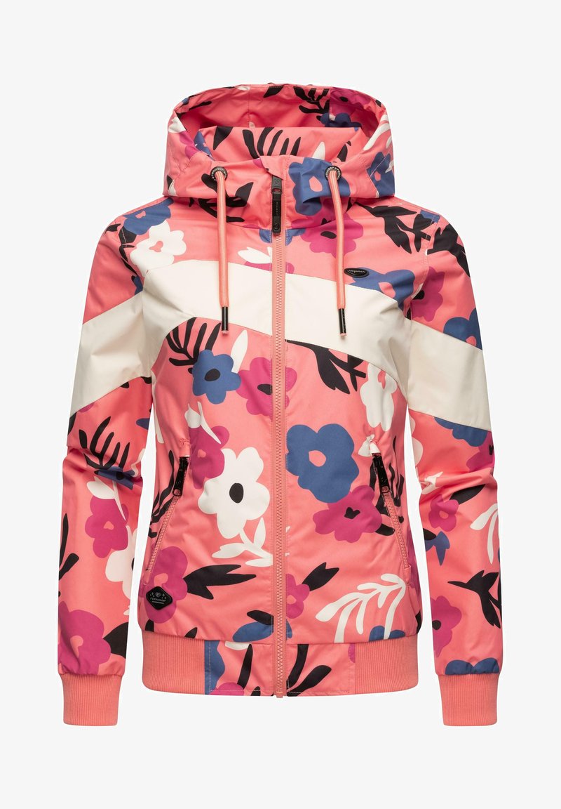 Ragwear ÜBERGANGS NUGGIE BLOCK FLOWER - Vandeniui atspari striukė - coralle
