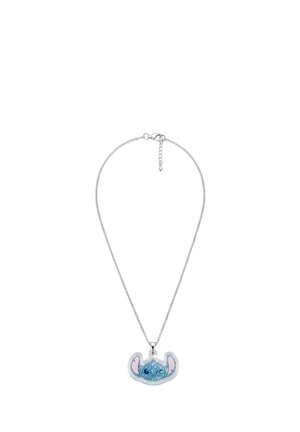 Collana con catena d'argento con ciondolo del personaggio Stitch blu e rosa da Lilo & Stitch della Disney.