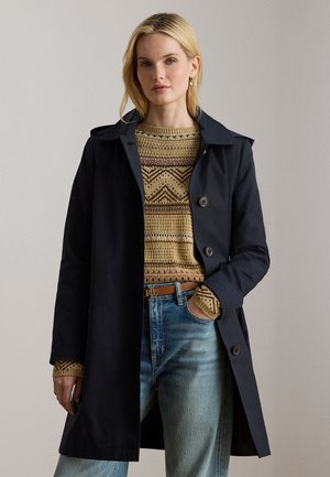 Lauren Ralph Lauren HOODED COTTON BLEND BALMACAAN COAT - Short coat - dark navy