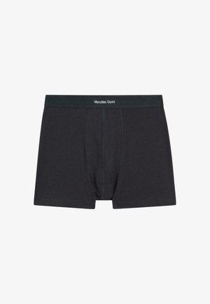 Czarne bokserki męskie z szerokim pasem z logo "Massimo Dutti" na środku z przodu.