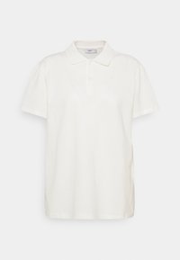 White polo shirt made of cotton, featuring a classic collar, short sleeves, and a subtle logo embroidered on the chest.