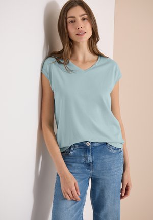 Cecil, DROPPED SHOULDER SHIRT MIT V-NECK - Camiseta básica - crystal mint