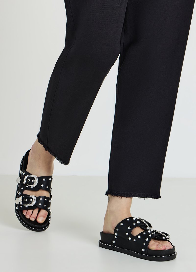 Calliope DOPPIA FIBBIA BORCHIE - Pantolette flach - ultrablack