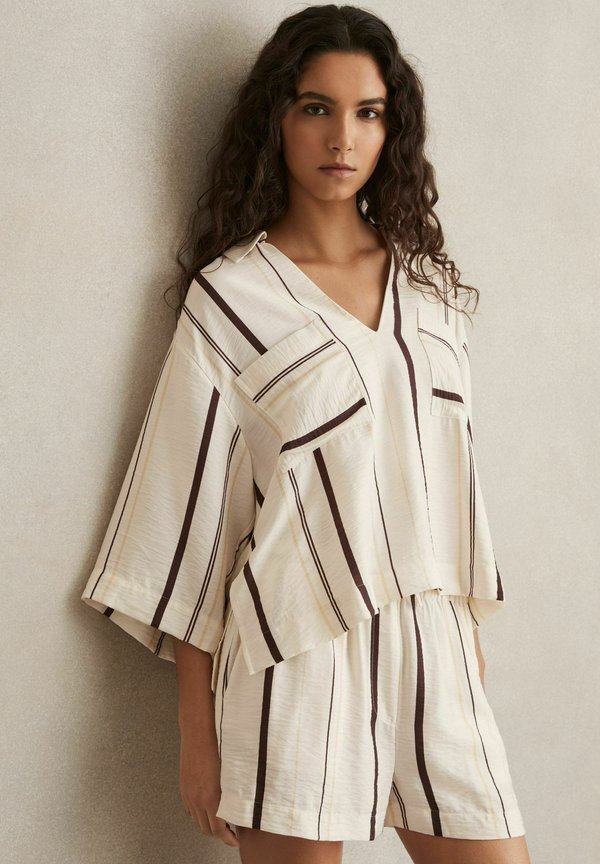 CARLOTTA STRIPE-PRINT V-NECK - Bluse