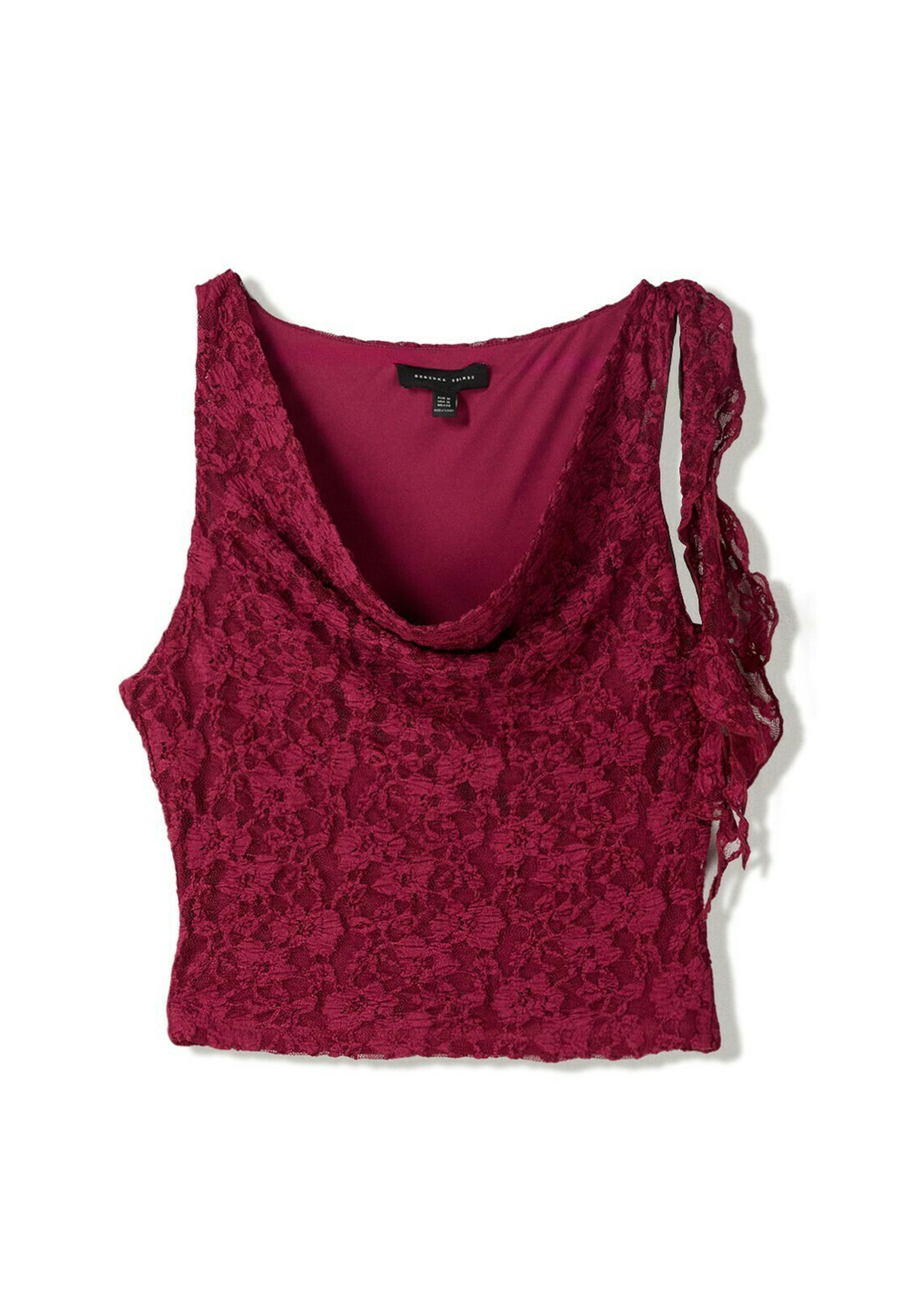 Ruffle top, burgundy