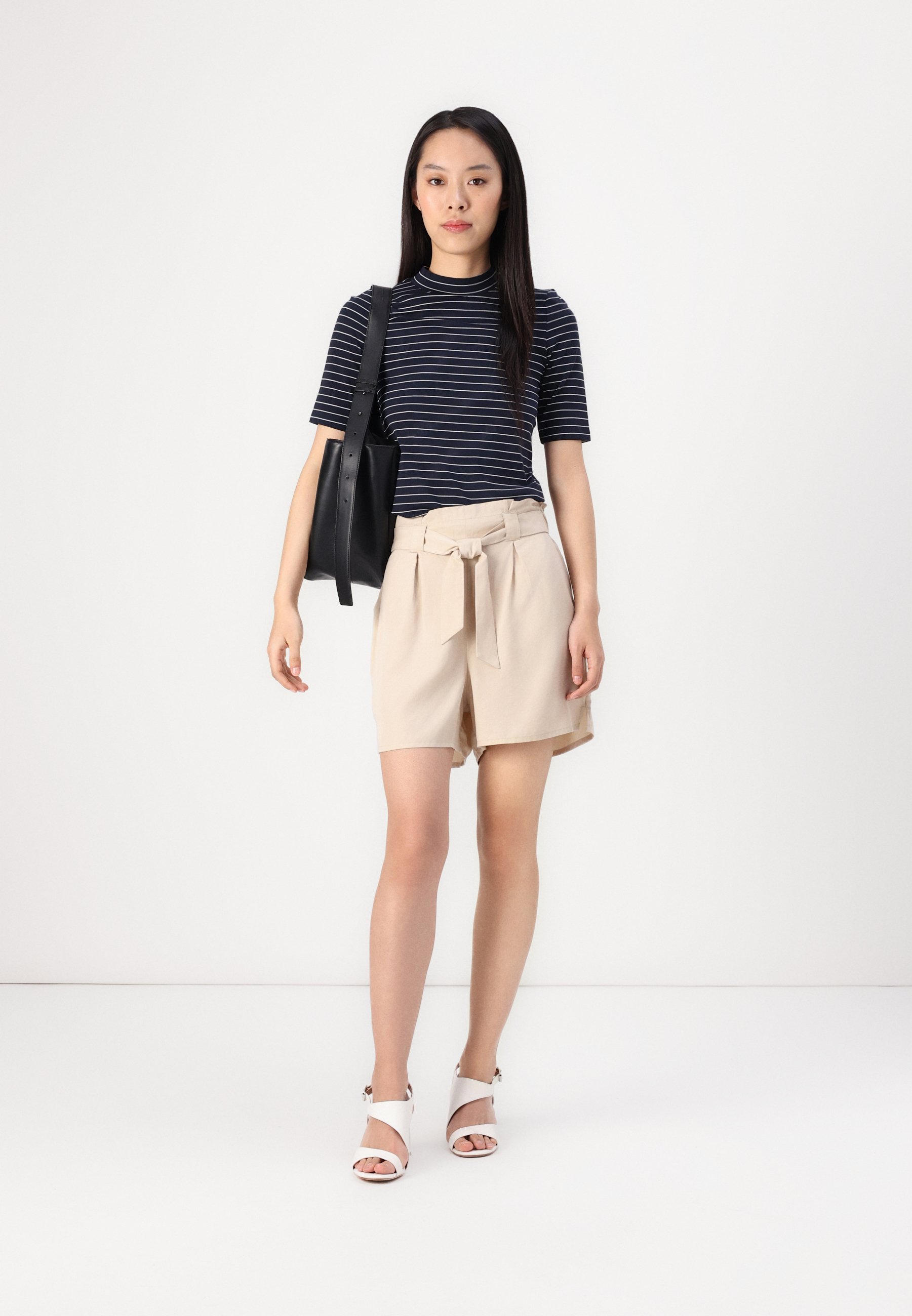 売れ筋商品|||トム テイラー デニム Tシャツ レディース トップス MOCK NECK STRIPE  - Print T-shirt - navy/white Womens-Dunstan-ShortSleeve-