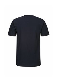 Marineblaues T-Shirt mit kurzen Ärmeln aus weicher Baumwolle, mit einem runden Ausschnitt und einem einfachen, schlichten Rückendesign.