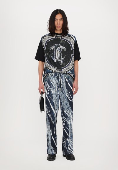 Roberto Cavalli MARBLE COOL FIT TEE - Apdrukāts T-krekls - blue