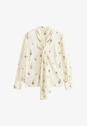 Next, REGULAR FIT - SCARF NECK LONG SLEEVE BLOUSE . - Skjortebluser - ecru ditsy floral